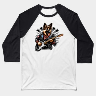 German Shepherd Playing Guitar Baseball T-Shirt